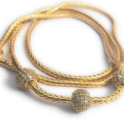 LIRISHA EXPORTS 22K GOLD PLATED LATEST DESIGN FULLY WHITE STONE BALL MUGAPPU GIRLS AND WOMEN'S CHAIN