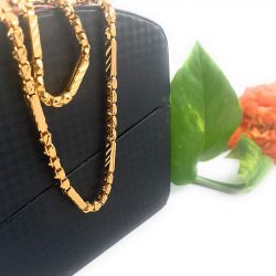 LIRISHA EXPORTS 22K GOLD PLATED NEW MODEL LATEST DESIGN BOX GOLD CUTTING CHAIN FOR WOMEN, GIRLS, MENS AND BOYS