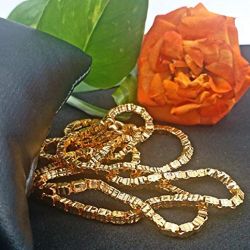 LIRISHA EXPORTS 22K GOLD PLATED LATEST DESIGN BOX MODEL GOLD COLOR CHAIN FOR GIRLS, WOMEN , GENS AND BOYS