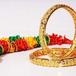 LIRISHA EXPORTS 22K GOLD PLATED LATEST MODEL TWO LEAF DESIGN GIRLS AND WOMEN'S BANGLES ( SET OF 2 )