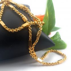 LIRISHA EXPORTS 22K GOLD PLATED LATEST DESIGN SMALL SIZE NECK CHAIN FOR GIRLS AND BOYS , BABY GIRLS AND BABY BOYS MODEL CHAIN, SIZE: 18 INCHES