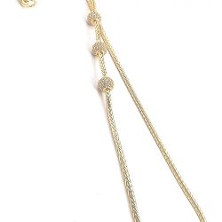 LIRISHA EXPORTS 22K GOLD PLATED LATEST DESIGN FULLY WHITE STONE BALL MUGAPPU GIRLS AND WOMEN'S CHAIN