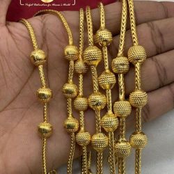 LIRISHA EXPORTS 22K GOLD PLATED GOLD DESIGN PLAIN MUGAPPU CHAIN FOR GIRLS AND WOMEN, PLAIN BALL MUGAPPU CHAIN