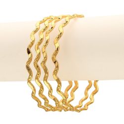 LIRISHA EXPORTS 22K GOLD PLATED BEND AND BEND TRADITIONAL MODEL WOMEN'S BANGLES, SET OF 4 BANGLES