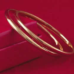 LIRISHA EXPORTS 22K GOLD PLATED BIG SIZE PLAIN BANGLES FOR GIRLS AND WOMEN ( SET OF 2 BANGLES )