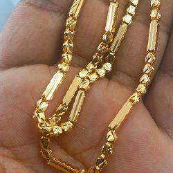 LIRISHA EXPORTS 22K GOLD PLATED NEW MODEL LATEST DESIGN BOX GOLD CUTTING CHAIN FOR WOMEN, GIRLS, MENS AND BOYS