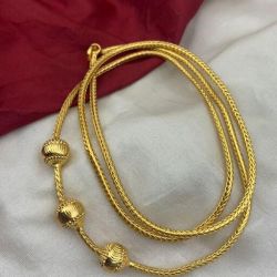 LIRISHA EXPORTS 22K GOLD PLATED GOLD DESIGN PLAIN MUGAPPU CHAIN FOR GIRLS AND WOMEN, PLAIN BALL MUGAPPU CHAIN