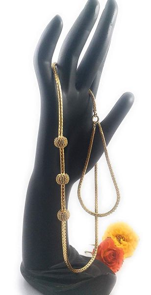 LIRISHA EXPORTS 22K GOLD PLATED LATEST DESIGN FULLY WHITE STONE BALL MUGAPPU GIRLS AND WOMEN'S CHAIN