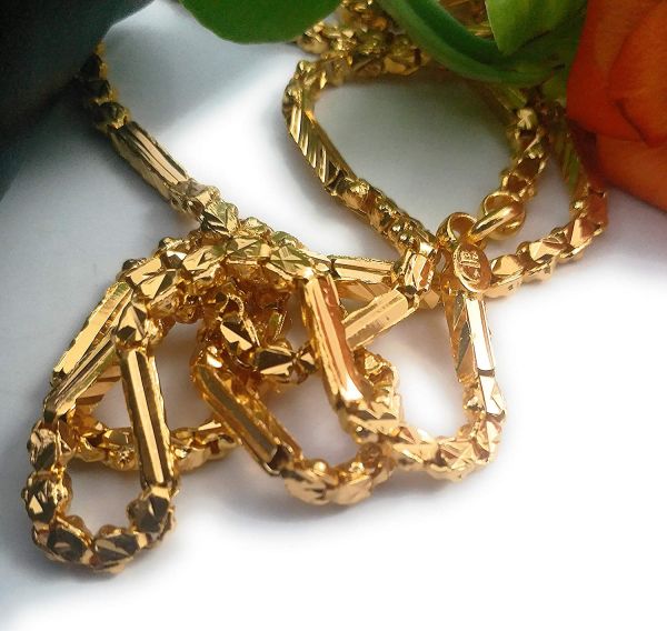 LIRISHA EXPORTS 22K GOLD PLATED NEW MODEL LATEST DESIGN BOX GOLD CUTTING CHAIN FOR WOMEN, GIRLS, MENS AND BOYS