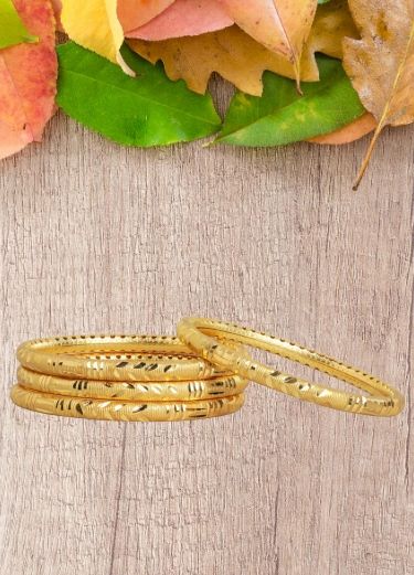LIRISHA EXPORTS 22K GOLD PLATED LATEST DESIGN STYLISH GOLD CUTTING BANGLES SET OF 4