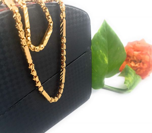 LIRISHA EXPORTS 22K GOLD PLATED NEW MODEL LATEST DESIGN BOX GOLD CUTTING CHAIN FOR WOMEN, GIRLS, MENS AND BOYS