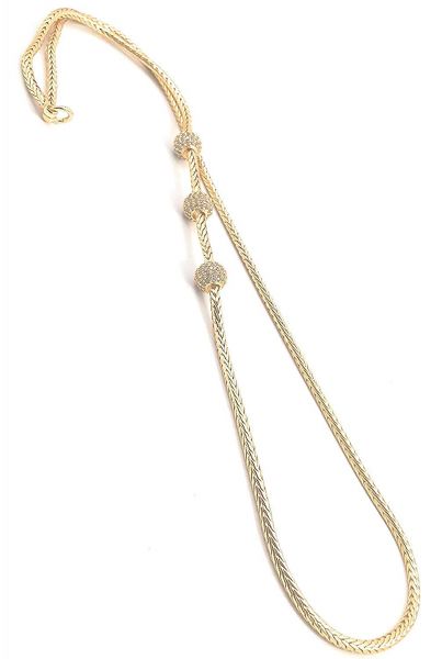 LIRISHA EXPORTS 22K GOLD PLATED LATEST DESIGN FULLY WHITE STONE BALL MUGAPPU GIRLS AND WOMEN'S CHAIN