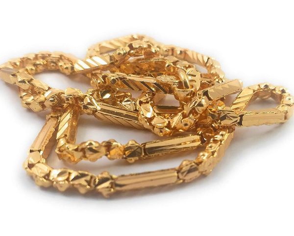 LIRISHA EXPORTS 22K GOLD PLATED NEW MODEL LATEST DESIGN BOX GOLD CUTTING CHAIN FOR WOMEN, GIRLS, MENS AND BOYS