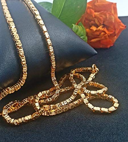 LIRISHA EXPORTS 22K GOLD PLATED LATEST DESIGN BOX MODEL GOLD COLOR CHAIN FOR GIRLS, WOMEN , GENS AND BOYS
