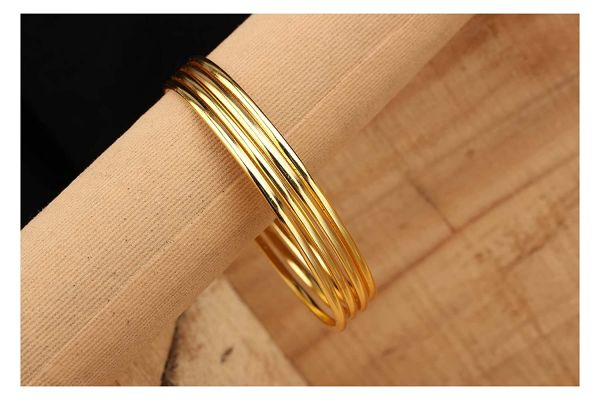 LIRISHA EXPORTS 22K GOLD PLATED NEW MODEL GIRLS AND WOMEN'S GOLD MODEL PLAIN BANGLES, SET OF 4 BANGLES