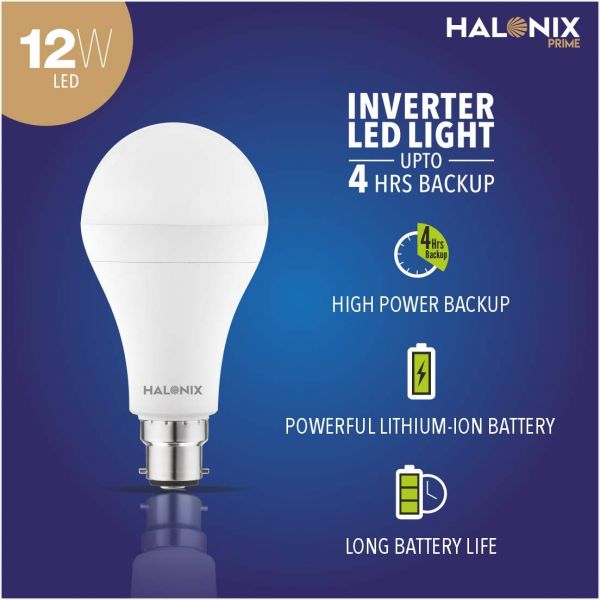  Halonix Prime 12W B22 Inverter rechargebale Emergency led Bulb (Pack of 1, White)