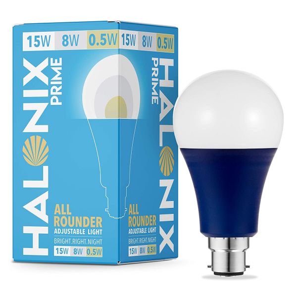  HALONIX All Rounder Base B22 15W,8W,0.5W Multi Wattage Led Bulb (Pack of 1, White & Yellow) Adjustable light