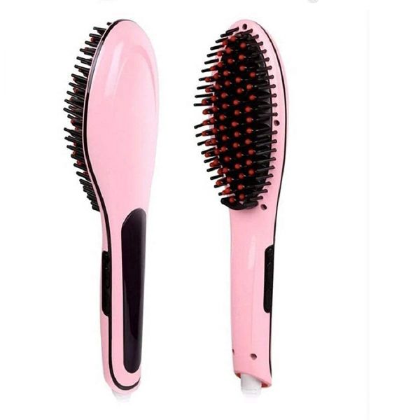 Straightening Magic Fast Hair Straightener Pink Bivolt Smoothing Brush
