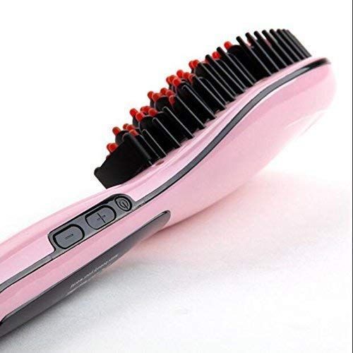 Shopeleven Ceramic Electric Hair Straightener Comb Brush with Temperature 2  in 1 Fast and Simply Straightener Brush for All Types Hair for Women Pack  of 1  JioMart