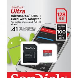 SanDisk Ultra MicroSDXC 128GB UHS-I Class 10 Memory Card with Adapter