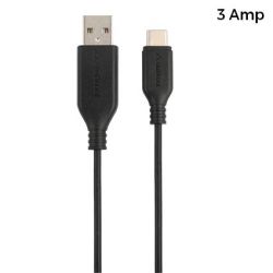 Stuffcool Force 3Amp Type C to USB A 20 Sync and Charge Cable 1M - Black