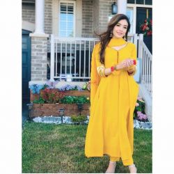 Yellow gown with dupatta
