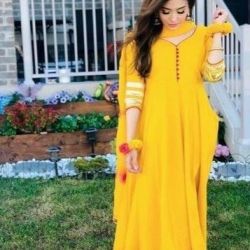 Yellow gown with dupatta