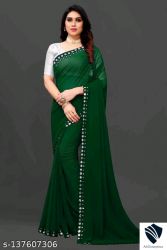 Plastic Mirror work Party Wear Saree