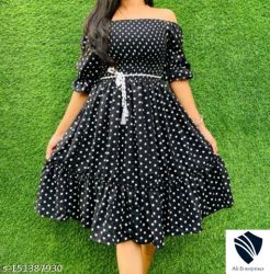 Black polka middi Dresses