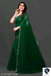 Plastic Mirror work Party Wear Saree