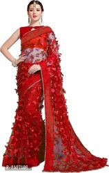 Stylish Net Saree with Blouse Piece