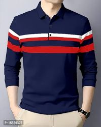 Reliable Olive Cotton Blend Striped Polos For Men