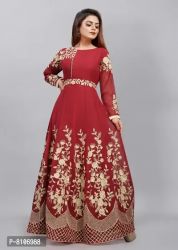 Womens Georgette Embroidered Semi-Stitched Gown