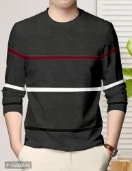 Reliable Mustard Cotton Blend Colourblocked Round Neck Tees For Men
