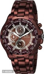 Stylish and Trendy Brown Metal Strap Analog Watch for Men's