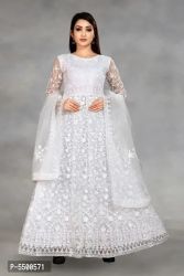 Net Embroidered Semi-Stitched Gown