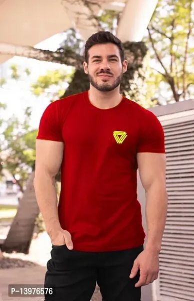 Reliable Yellow Cotton Blend Printed Round Neck T-Shirt For Men