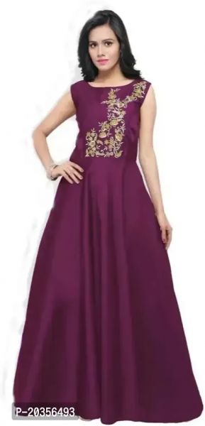 NV PATEL S.B Rose Purple Gown Embroidered Anarkali Silk Blend
