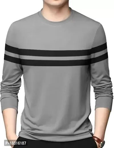 HEATHEX Men's Cotton Blend Striped Round Neck Full Sleeve T-Shirt