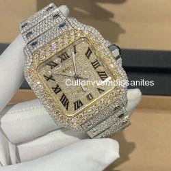 Buss down vvs moissanite white gold iced out Roman dial Cartier 