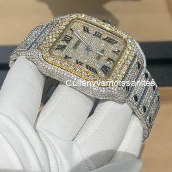 Buss down vvs moissanite white gold iced out Roman dial Cartier 