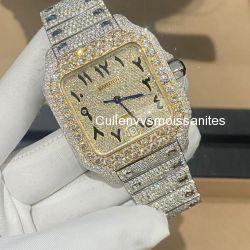 Buss down vvs moissanite white gold iced out Roman dial Cartier 