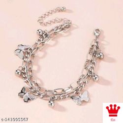 Silver plated multiple butterfly bracelet for women and girls 