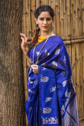 Gorgeous Blue Color Soft Lichi Silk Jacquard Work Saree