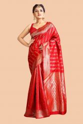 The Silk Beautiful Red Color Jacquard Silk Designer Sarees