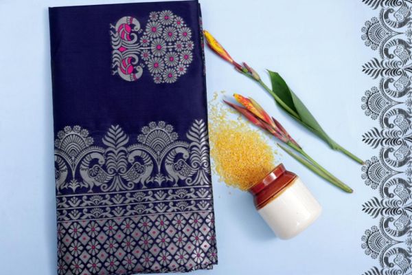 New Arrival Lichi Silk With Waving And Nice Extra Ordinary Latest Soft Silk Blue Sarees