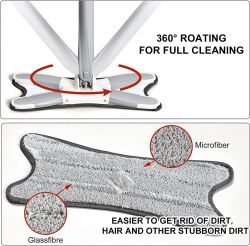 X SHAPE MOP OR FLOOR CLEANING HANDS-FREE SQUEEZE MICROFIBER FLAT MOP SYSTEM 360° FLEXIBLE HEAD, WET AND DRY MOP FOR HOME KITCHEN WITH 