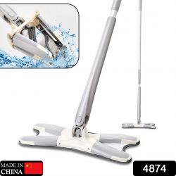 X SHAPE MOP OR FLOOR CLEANING HANDS-FREE SQUEEZE MICROFIBER FLAT MOP SYSTEM 360° FLEXIBLE HEAD, WET AND DRY MOP FOR HOME KITCHEN WITH 