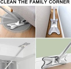 X SHAPE MOP OR FLOOR CLEANING HANDS-FREE SQUEEZE MICROFIBER FLAT MOP SYSTEM 360° FLEXIBLE HEAD, WET AND DRY MOP FOR HOME KITCHEN WITH 