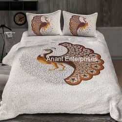 Jaipuri printed QUEEN SIZE WITH PILLOW COVER CREAM